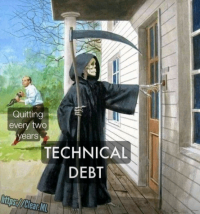 Quitting every two years TECHNICAL DEBT htips://Clear. ML