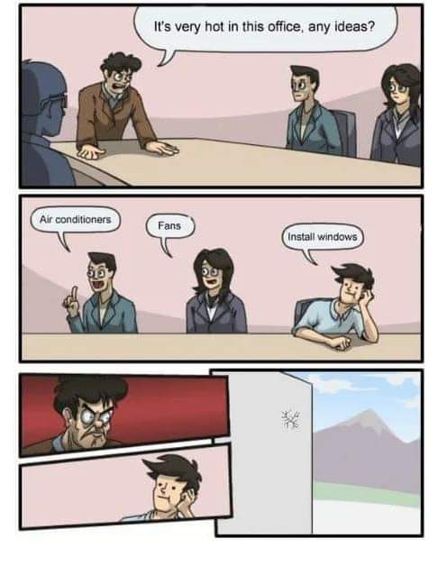 It's very hot in this office, any ideas? Air conditioners Fans Install windows