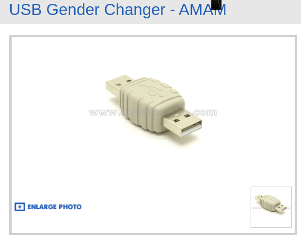 USB Gender Changer - AMAM wwW. com + ENLARGE PHOTO